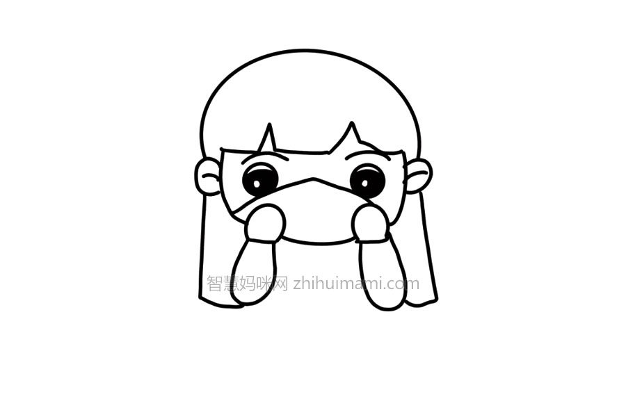 抗疫主题简笔画 戴口罩的小女孩怎么画