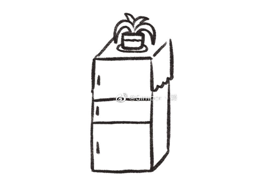 如何画冰箱