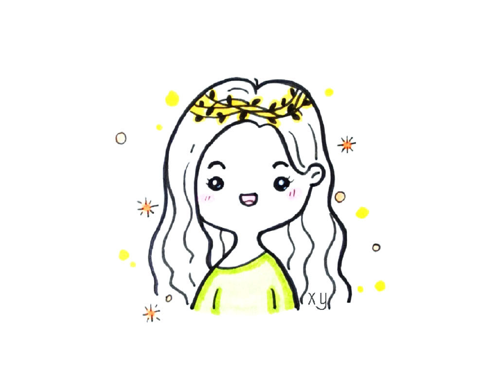 一组美女小头像简笔画图片