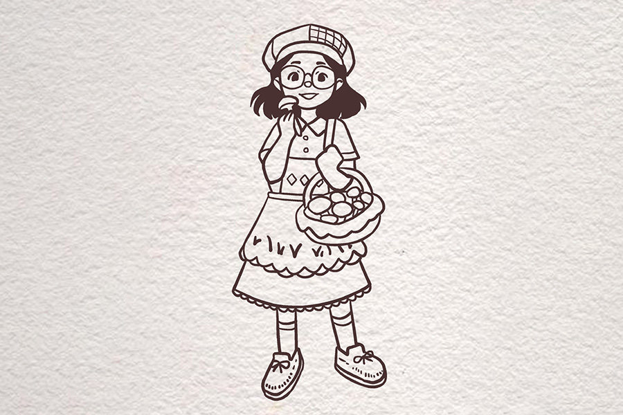 复古风美少女简笔画画法步骤