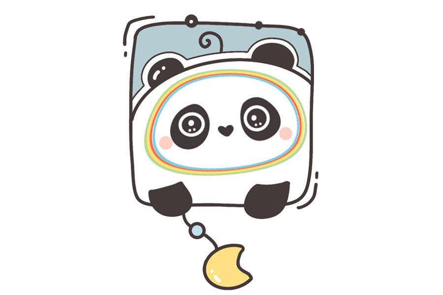 可爱冰墩墩的九宫格自拍照