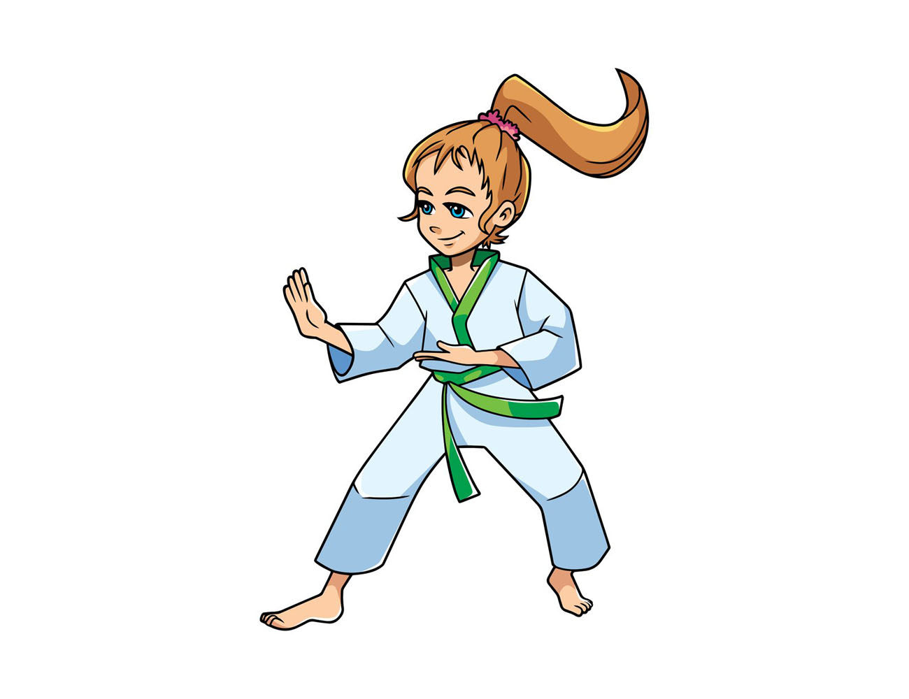 练空手道的男孩和女孩简笔画