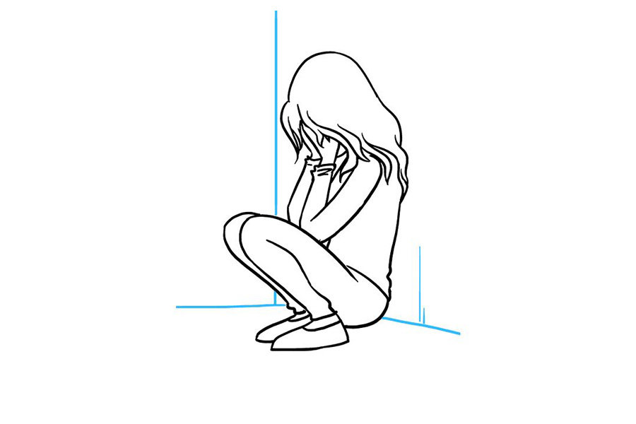 如何画一个伤心哭泣的女孩