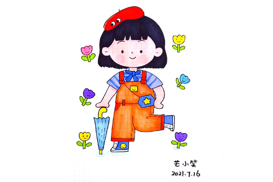 打扮打扮一起去过六一吧！一组漂亮的小朋友简笔画图片