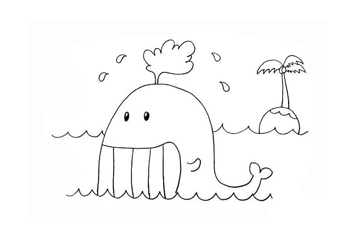 鲸鱼简笔画画法步骤