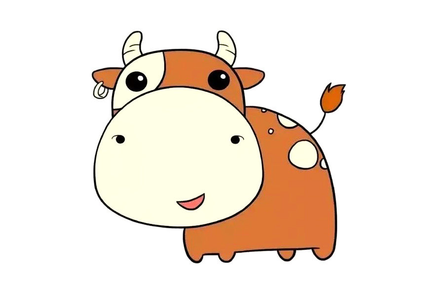 简笔画萌萌的小牛画法步骤