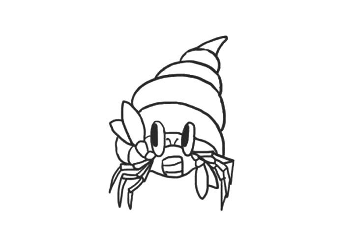 海洋生物寄居蟹简笔画画法步骤