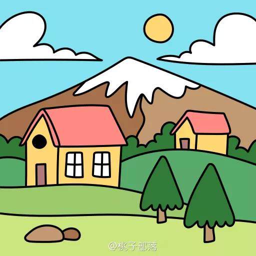漂亮的农场风景简笔画