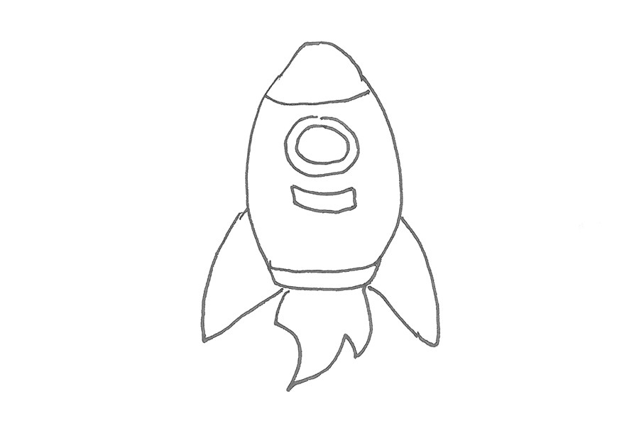 一步一步学画简单的火箭简笔画