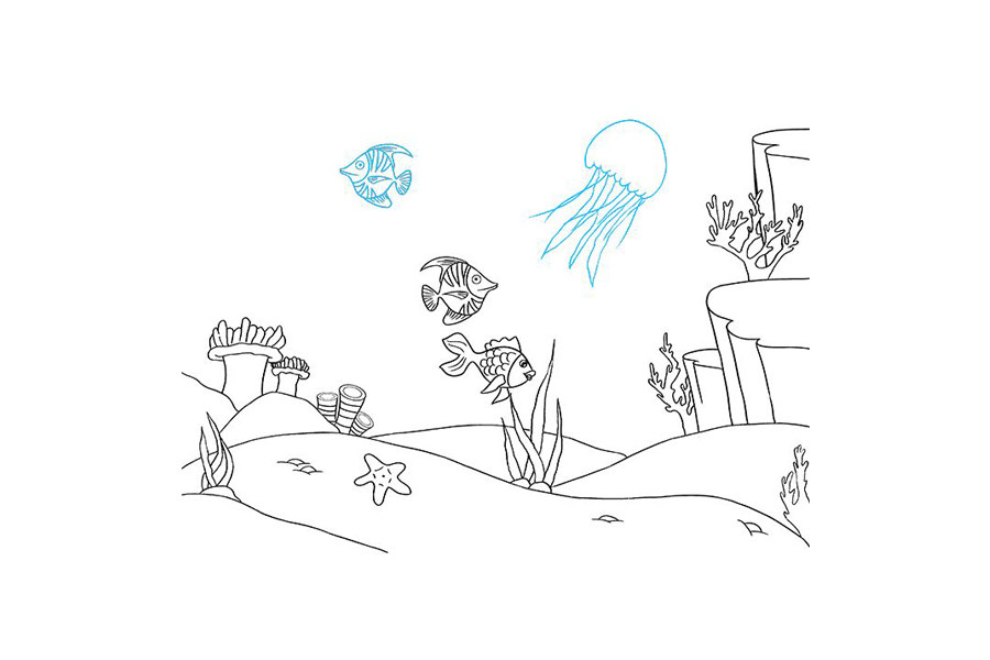 海洋风景怎么画
