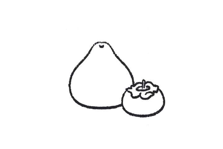 中秋节水果柚子和柿子简笔画