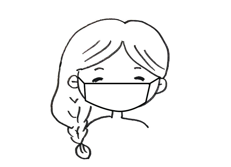 戴口罩的男孩女孩头像简笔画