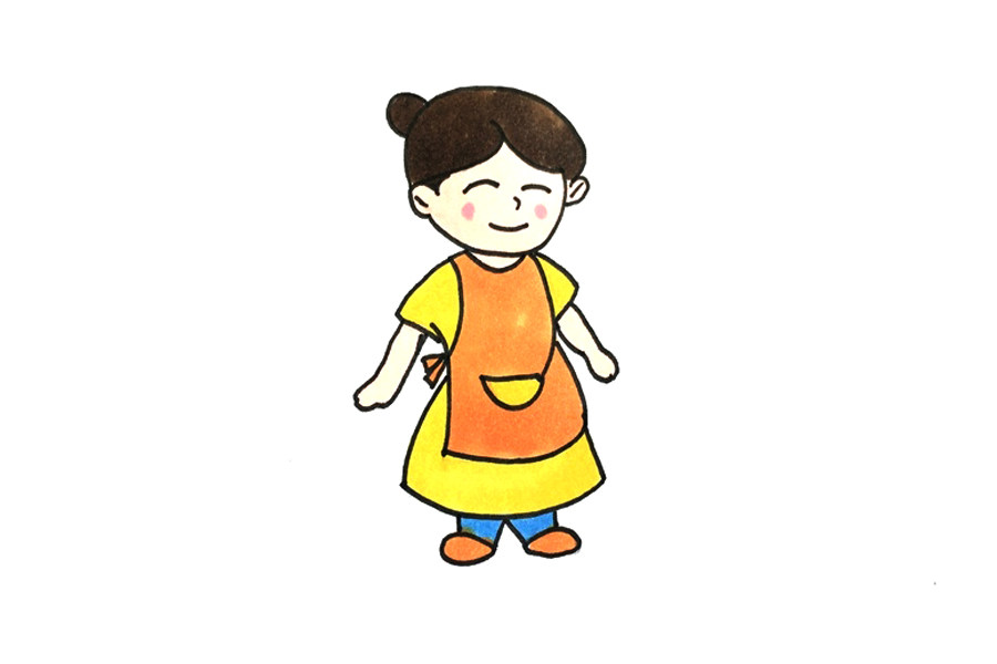 穿围裙的妈妈怎么画