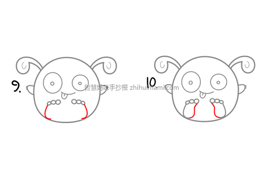 如何画一个可爱的卡通怪物