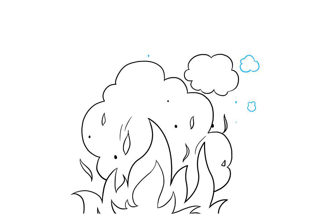 消防安全绘画-火焰和烟雾