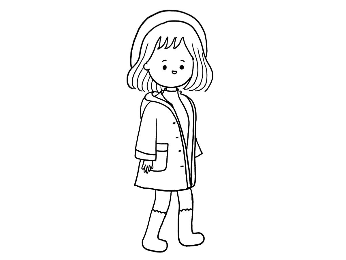关于冬日少女穿搭简笔画图片
