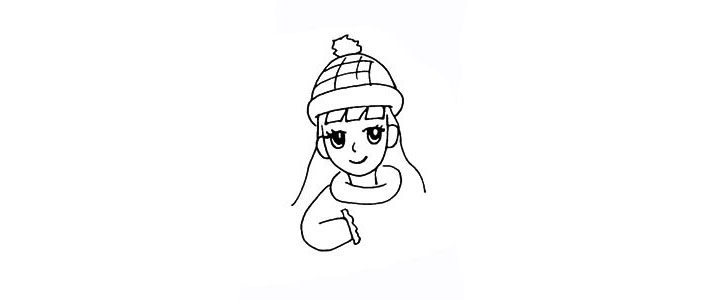 拜年的小女孩简笔画步骤