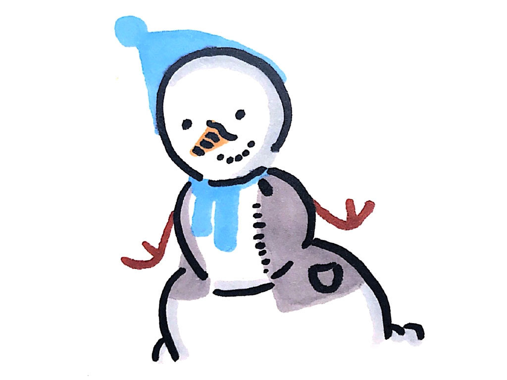 憨态可掬的小雪人简笔画