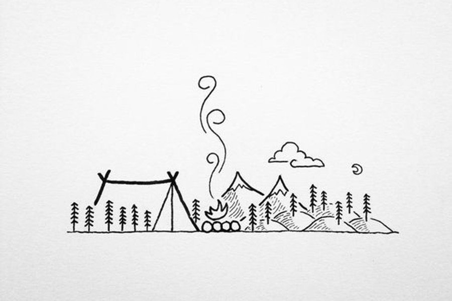 一组可爱的风景简笔手绘图片