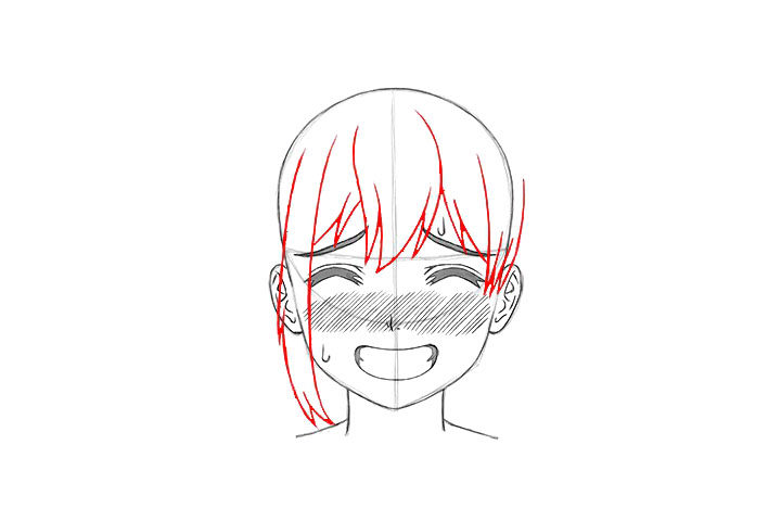 画短发女孩漫画-尴尬表情的画法