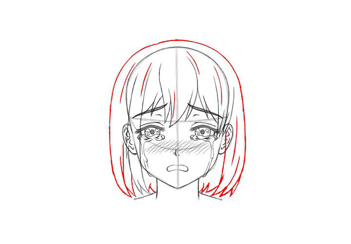 画短发女孩漫画-害怕表情的画法