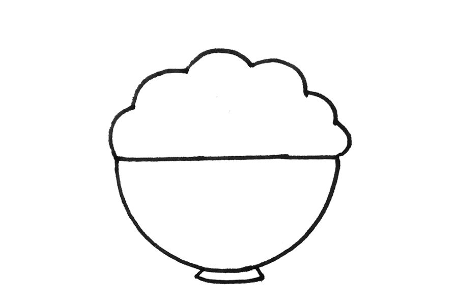 一碗香喷喷的米饭简笔画画法步骤