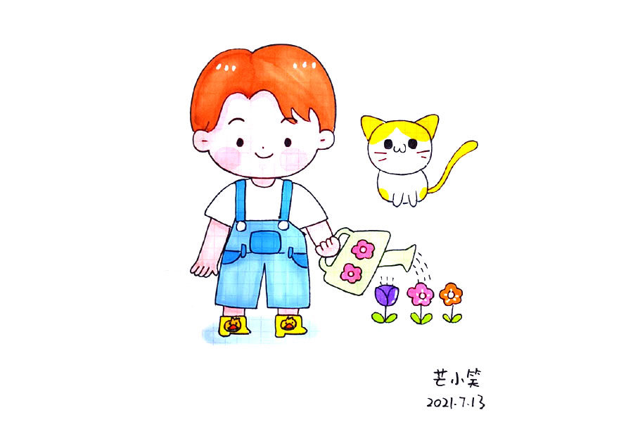 六一儿童节人物简笔画绘画素材
