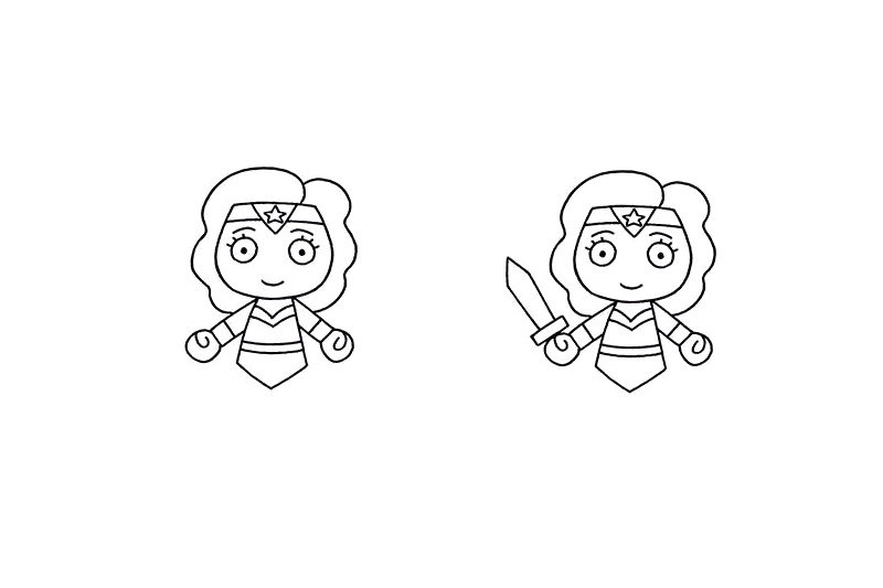 Q版神奇女侠简笔画画法步骤