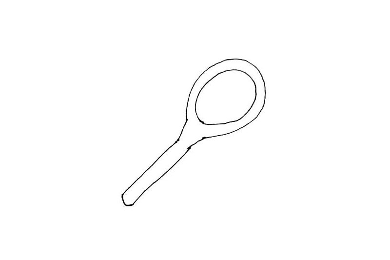 网球拍简笔画画法