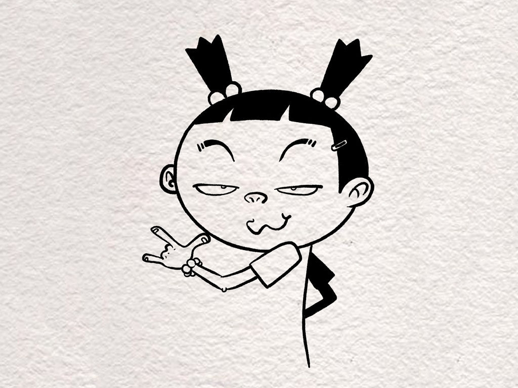 阿衰漫画之大脸妹简笔画画法步骤