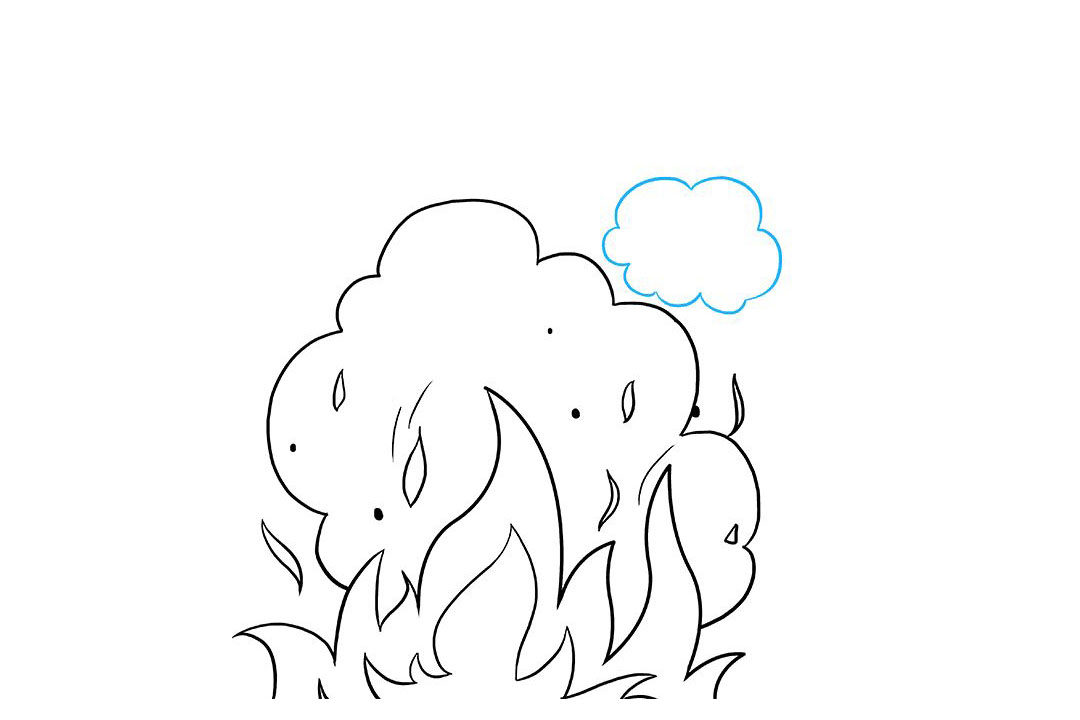 消防安全绘画-火焰和烟雾