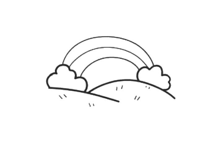 简单漂亮的彩虹风景简笔画画法