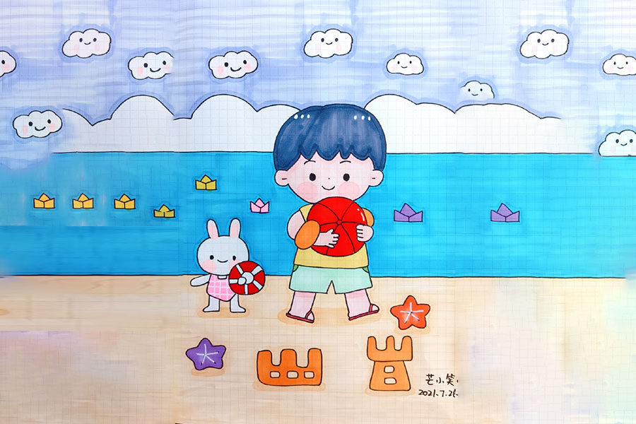 儿童节准备怎么过呢？游乐场是标配！游乐场里开心的小朋友简笔画