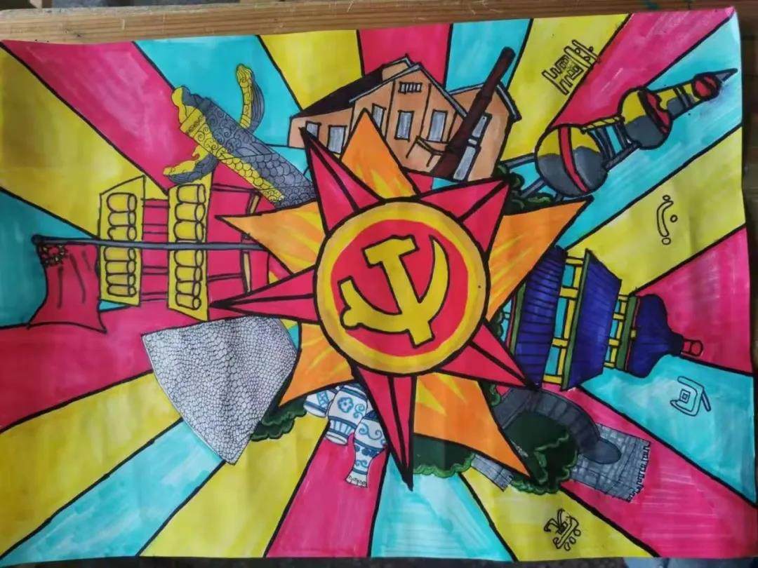 小学生童心共筑中国梦绘画作品