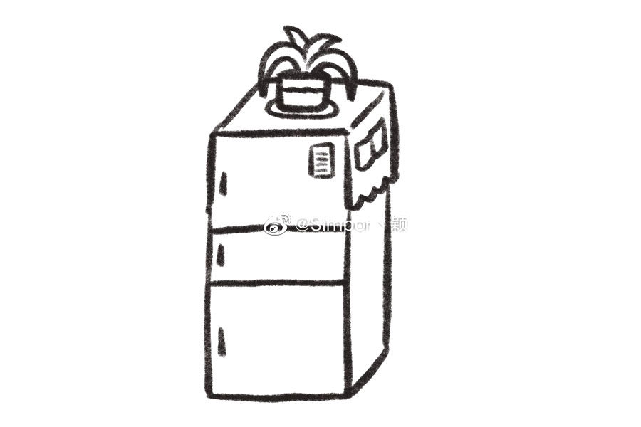 如何画冰箱