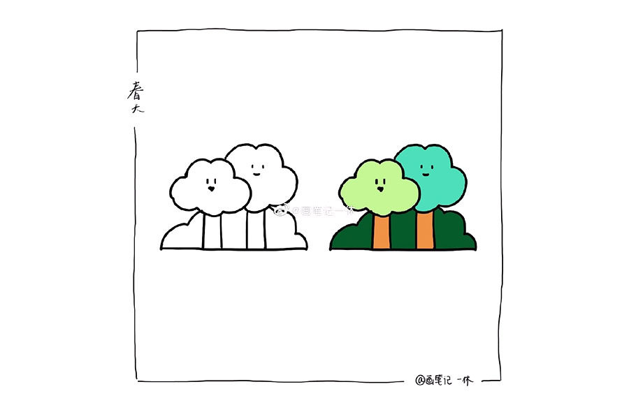 一组春天素材简笔画