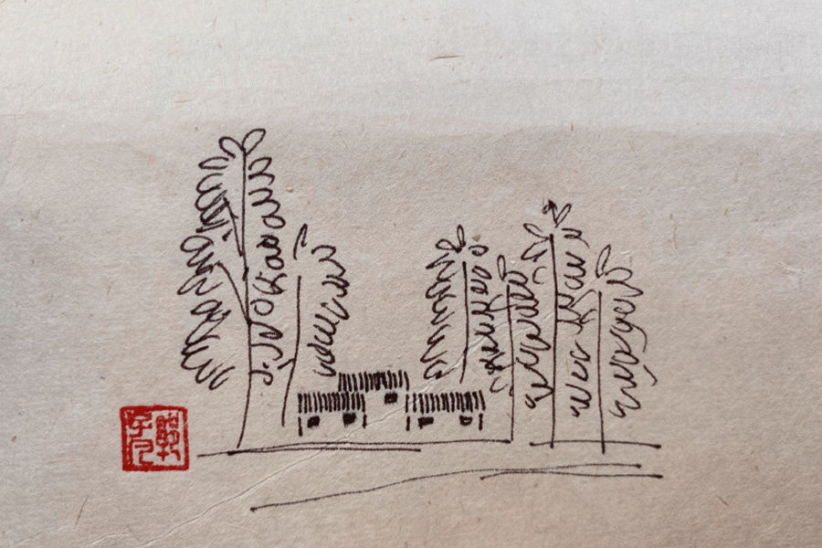 简单村落风景简笔画图片