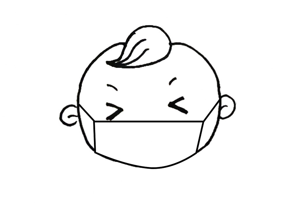 戴口罩的男孩女孩头像简笔画
