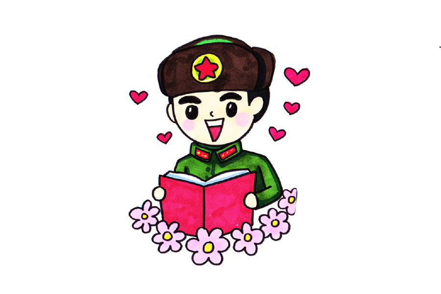 学习雷锋简笔画绘画素材