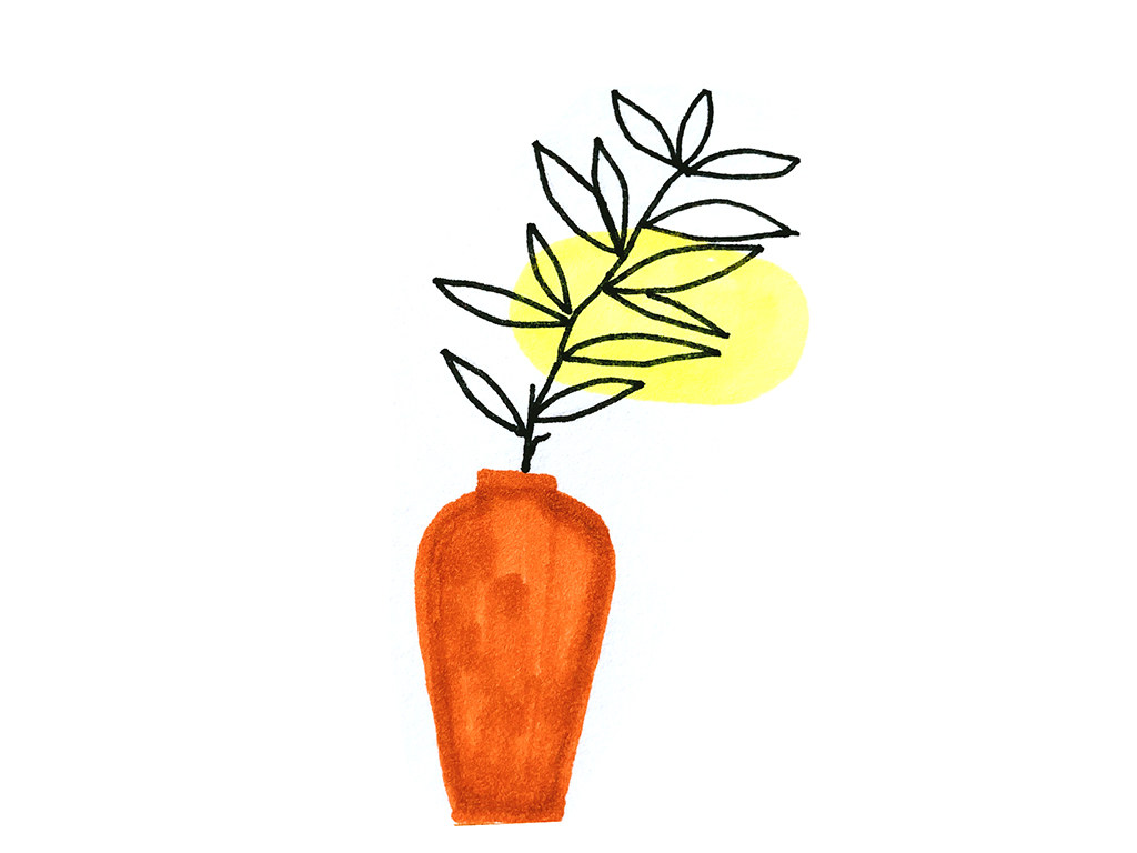 超简单花瓶插花简笔画
