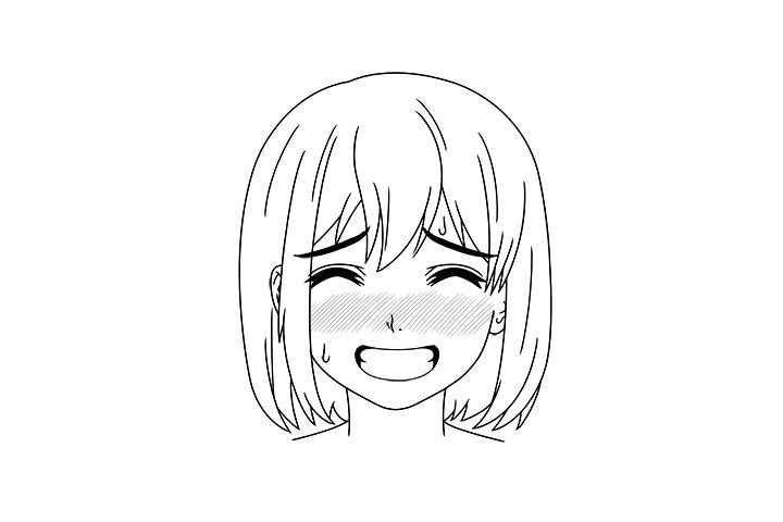 画短发女孩漫画-尴尬表情的画法