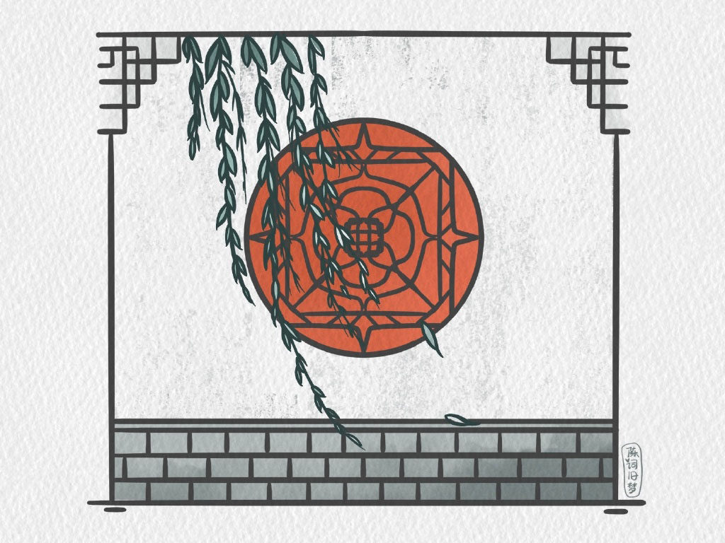 梦回江南 园林风景简笔画图片