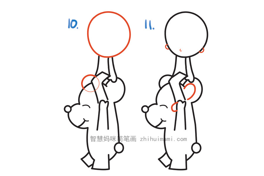 如何画一个可爱男孩骑着卡通熊