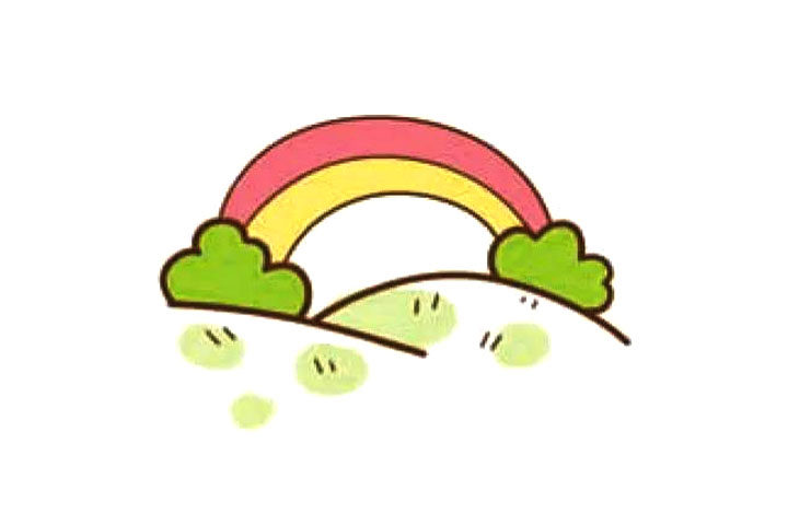 简单漂亮的彩虹风景简笔画画法