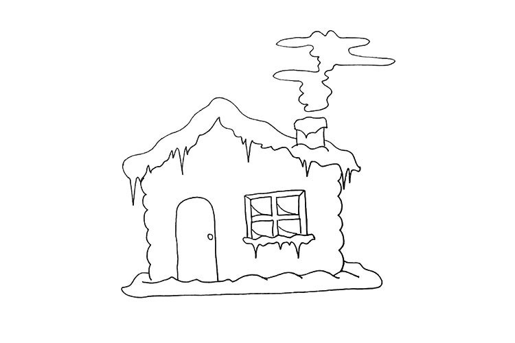 雪屋简笔画教程