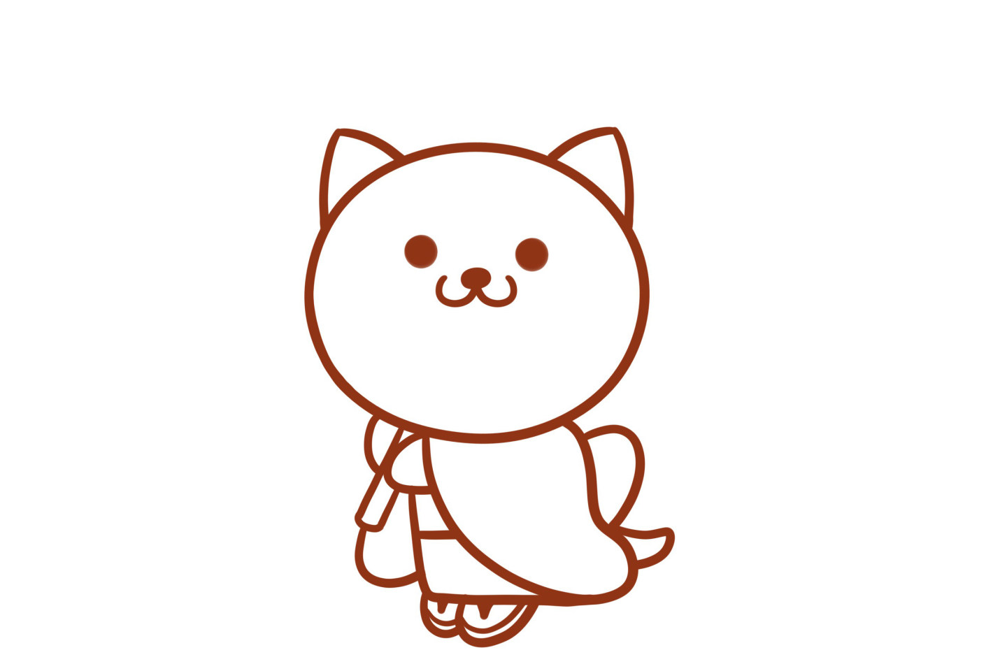 可爱的和服小猫简笔画画法