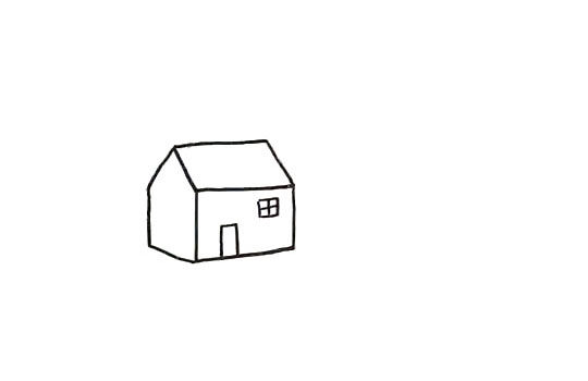 漂亮的风车屋风景简笔画