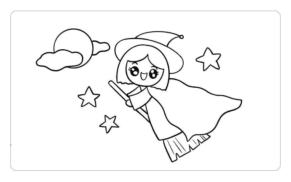 万圣节画个可爱的小女巫