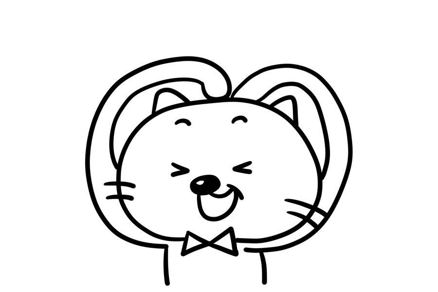 表白的小猫简笔画步骤