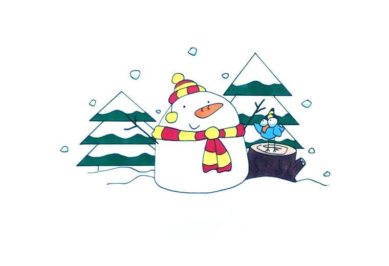 2022雪人的故事简笔画绘画教程